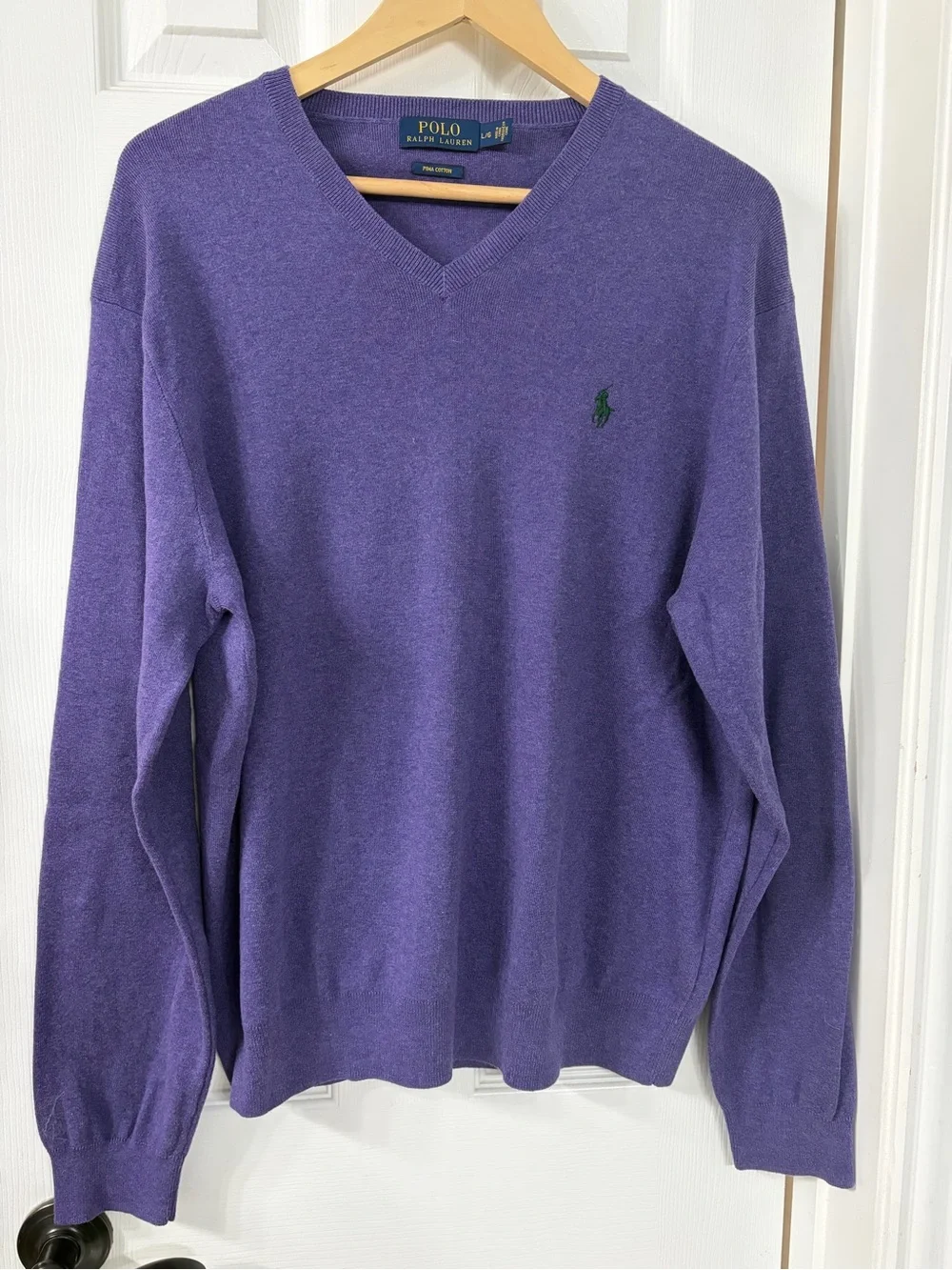Polo by Ralph Lauren Purple V-Neck Sweater with Green Pony